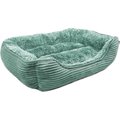 Precious Tails Super Plush Corduroy Sherpa Bolster Cat & Dog Bed, Turquoise