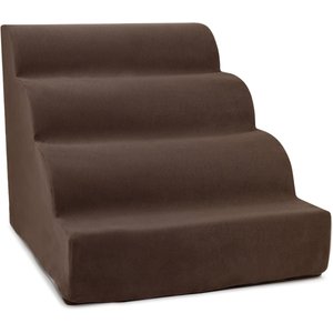 Precious Tails High Density Foam Scalloped 4 Steps Dog & Cat Stairs, Brown