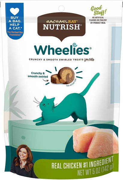 Rachael Ray Nutrish Wheelies Chicken Cat Treats, 5-oz pouch, case of 6 slide 1 of 4