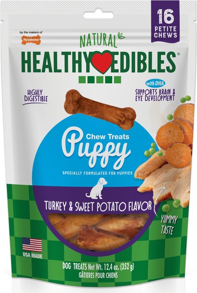 Nylabone Healthy Edibles Puppy Turkey & Sweet Potato Flavor Dog Bone, X-Small, 16 count slide 1 of 9