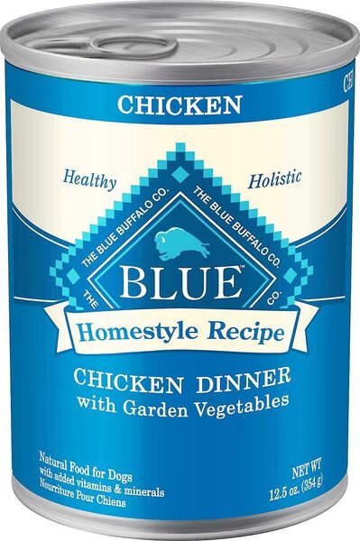 Blue Buffalo Homestyle Recipe Chicken Dinner with Garden Vegetables & Brown Rice Canned Dog Food, 12.5-oz, case of 12, bundle of 2 slide 1 of 8