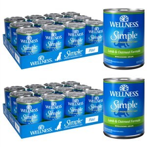 Wellness Simple Limited Ingredient Diet Lamb & Oatmeal Formula Canned Dog Food, 12.5-oz, case of 12, bundle of 2
