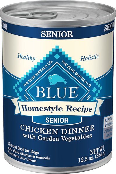 Blue Buffalo Homestyle Recipe Senior Chicken Dinner with Garden Vegetables Canned Dog Food, 12.5-oz, case of 12, bundle of 2 slide 1 of 9