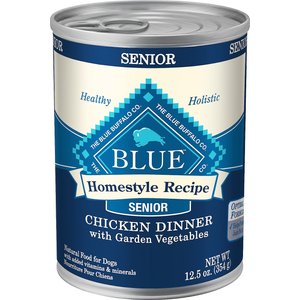 Blue Buffalo Homestyle Recipe Senior Chicken Dinner with Garden Vegetables Canned Dog Food, 12.5-oz, case of 12, bundle of 2