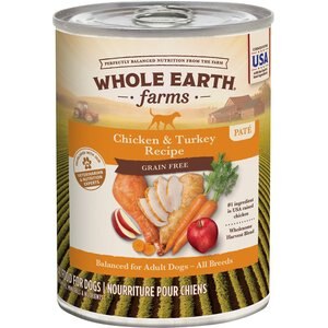 Whole Earth Farms Grain-Free Chicken & Turkey Recipe Canned Dog Food, 12.7-oz, case of 12, bundle of 2