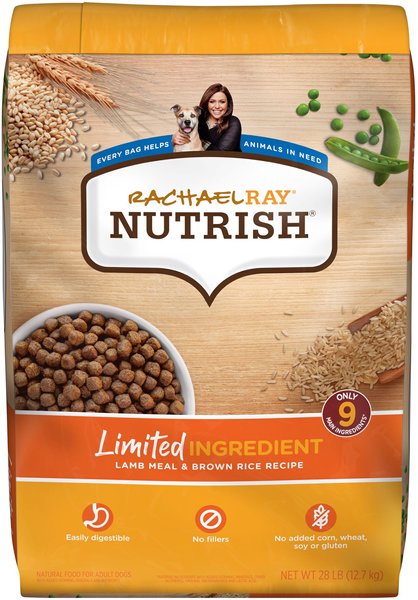 Rachael Ray Nutrish Limited Ingredient Lamb Meal & Brown Rice Recipe Dry Dog Food, 28-lb bag, bundle of 2 slide 1 of 9