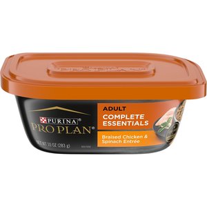 Purina Pro Plan Savory Meals Braised Chicken & Spinach Entree Wet Dog Food, 10-oz tub, case of 8, bundle of 2