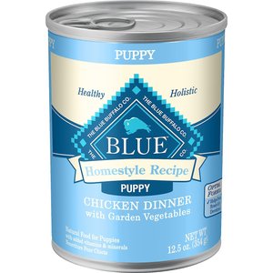 Blue Buffalo Homestyle Recipe Puppy Chicken Dinner with Garden Vegetables Canned Dog Food, 12.5-oz, case of 12, bundle of 2