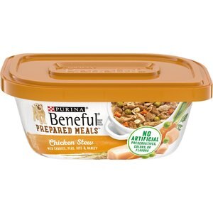 Purina Beneful Prepared Meals Chicken Stew with Rice, Carrots, Peas & Barley Wet Dog Food, 10-oz, case of 8, bundle of 2