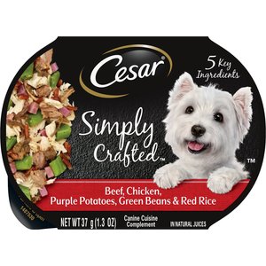Cesar Simply Crafted Beef, Chicken, Purple Potatoes, Green Beans & Red Rice Wet Dog Food Topper, 1.3-oz, case of 10, bundle of 2