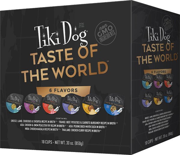 Tiki Dog Taste of the World Variety Pack Wet Dog Food, 3-oz cup, case of 10, 3-oz cup, case of 10, bundle of 2 slide 1 of 8