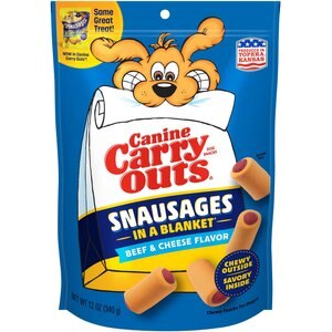 Canine Carry Outs Snausages in a Blanket Beef & Cheese Flavor Dog Treats, 12-oz pouch, case of 10