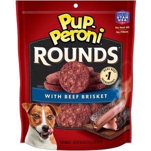 Pup-Peroni Rounds Beef Brisket Dog Treats, 20.5-oz pouch, case of 4
