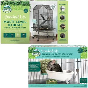 Oxbow Enriched Life Multi-Level Small Animal Habitat + Enriched Life Chinchilla Accessory Pack