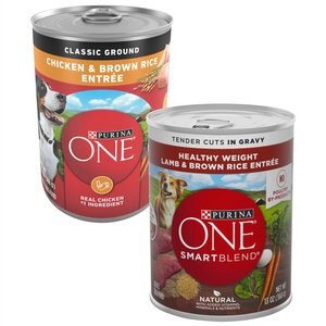 Purina ONE SmartBlend Tender Cuts in Gravy Lamb & Brown Rice Entree + Classic Ground Chicken & Brown Rice Entree Adult Canned Dog Food