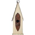 Glitzhome Washed White Distressed Solid Wood Birdhouse, White