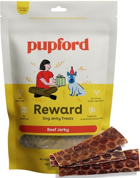 Pupford Beef Jerky Dog Treats, 8-oz bag slide 1 of 8
