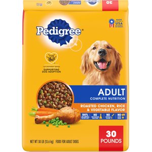 Pedigree Adult Complete Nutrition Roasted Chicken, Rice & Vegetable Flavor Dry Dog Food, 30-lb bag