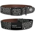 WildHound Faux-Leather Personalized Standard Dog Collar, Mazed, Black Onyx, Medium