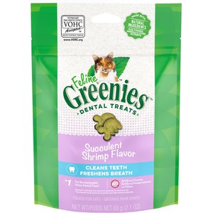 Greenies Feline Succulent Shrimp Flavor Adult Dental Cat Treats, 2.1-oz pouch