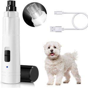 Casfuy LED Light Electric Dog & Cat Nail Grinder, White