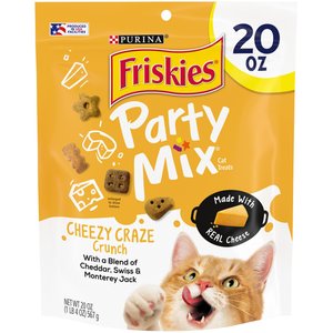 Purina Friskies Party Mix Cheezy Craze Crunch Cat Treats, 20-oz pouch