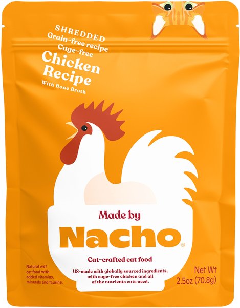 Made by Nacho Cage Free Shredded Chicken Recipe With Bone Broth Grain-Free Wet Cat Food, 2.5-oz pouch, case of 12 slide 1 of 7