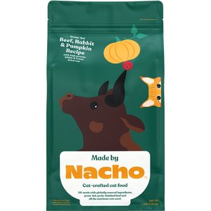 Made by Nacho Grass Fed Beef, Rabbit & Pumpkin Recipe With Freeze-Dried Chicken Liver Dry Cat Food, 4-lb bag