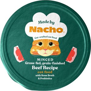 Made by Nacho Grass Fed, Grain-Finished Minced Beef Recipe With Bone Broth Wet Cat Food, 2.5-oz cup, case of 10