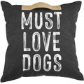 Mud Pie Jute Must Love Dogs Handle Pillow, Black