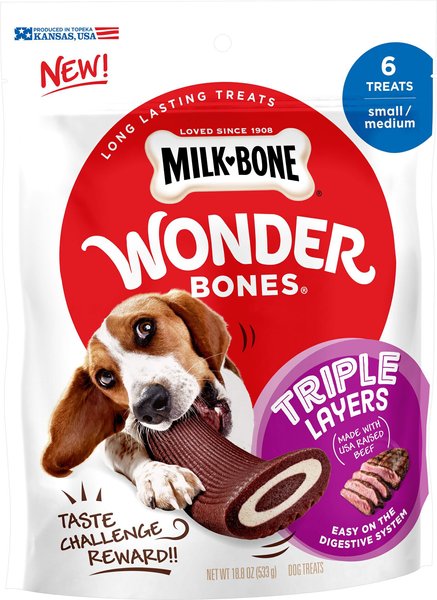 Milk-Bone Wonder Bones Triple Layers Long-Lasting Dog Treats, 18.8-oz pouch slide 1 of 8