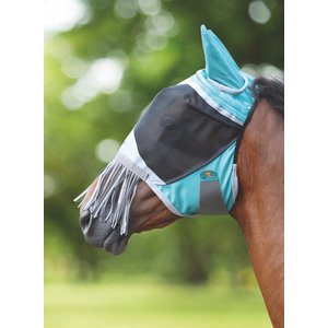 Shires Equestrian Products Deluxe Horse Fly Mask w/ Ear & Nose Fringe, Green, X-Large Full