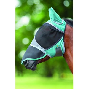 Shires Equestrian Products De-Luxe Horse Fly Mask w/ Ears & Nose, Green, Small Pony