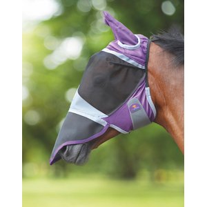 Shires Equestrian Products De-Luxe Horse Fly Mask w/ Ears & Nose, Purple, Cob