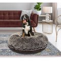 Bessie + Barnie Signature Short Shag Extra Plush Faux Fur Bagel Cat & Dog Bed, Brown Fox & Frosted Willow, Large
