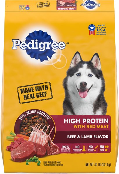 Pedigree High Protein Beef & Lamb Flavor Adult Dry Dog Food, 40-lb bag slide 1 of 10