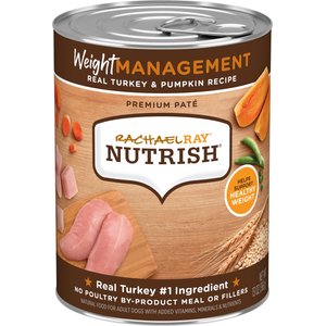 Rachael Ray Nutrish Weight Management Real Turkey & Pumpkin Wet Dog Food, 13-oz can, case of 12