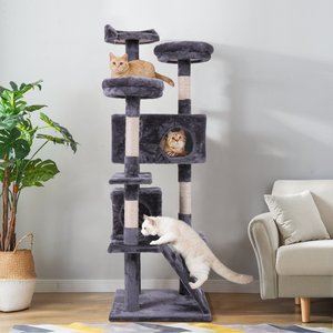 Coziwow by Jaxpety Tree with Scratching Posts & Toys Cat Condo, Grey, 60-in