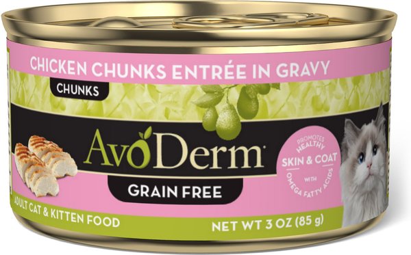 AvoDerm Natural Grain-Free Chicken Chunks Entree in Gravy Canned Cat Food, 3-oz, case of 24 slide 1 of 6