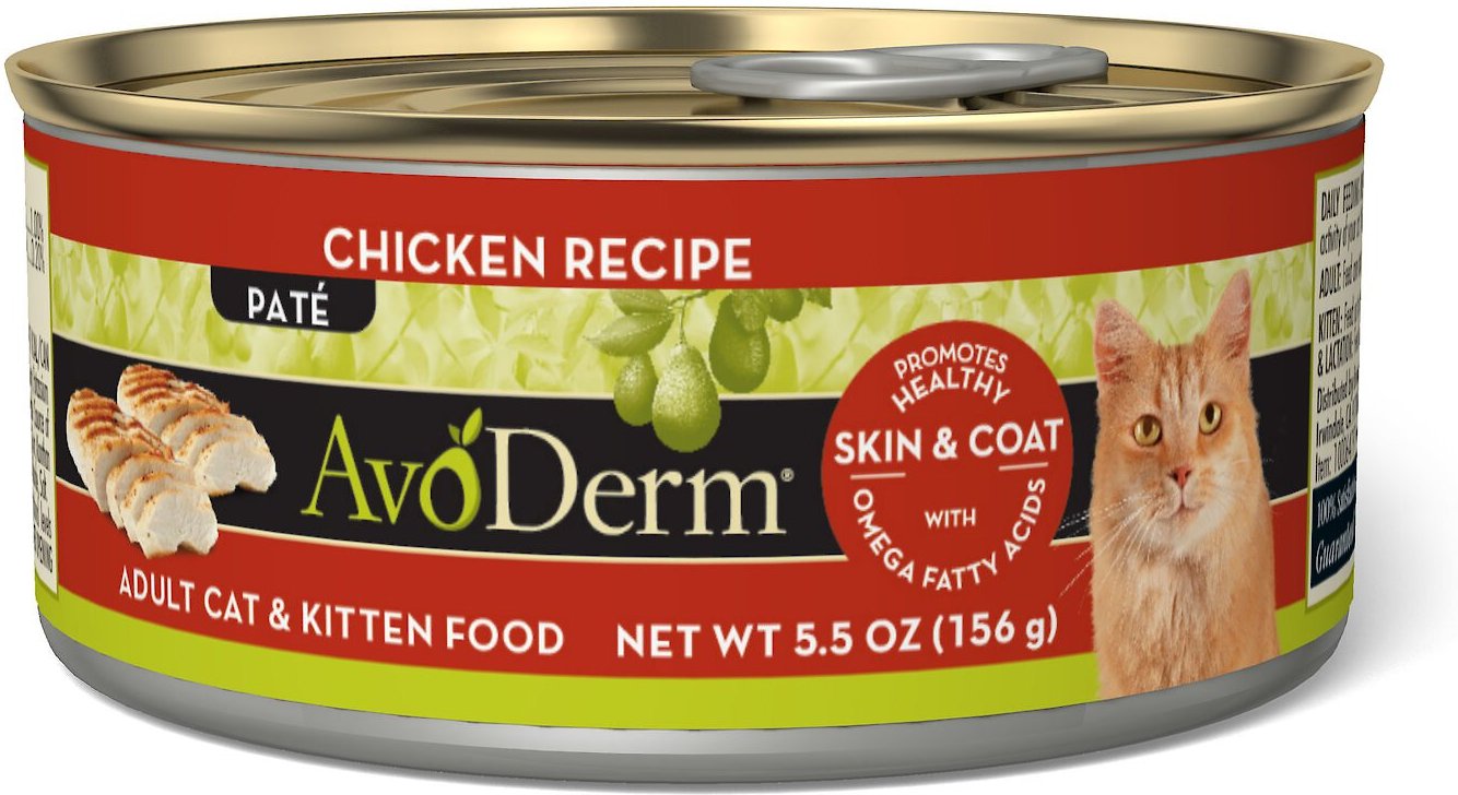 AVODERM Natural Chicken Recipe Canned Cat Food, 5.5oz, case of 24