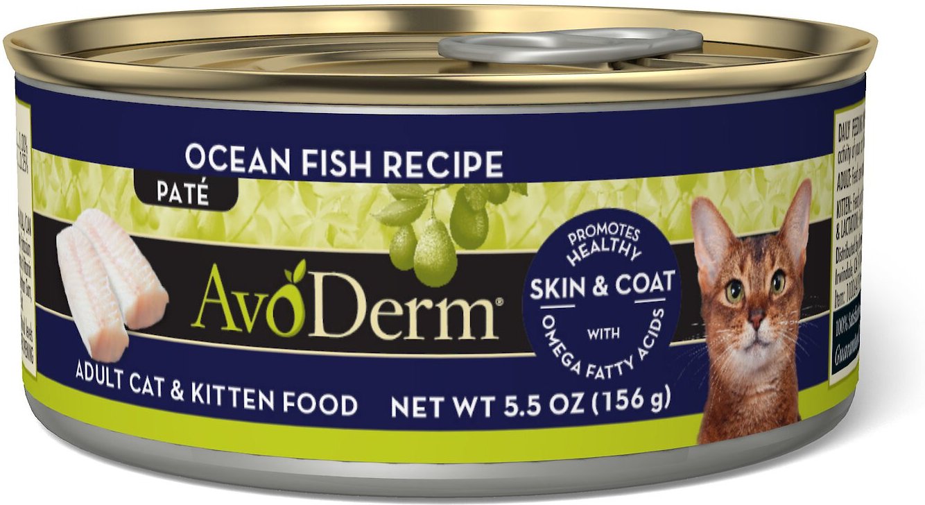 AVODERM Natural Ocean Fish Recipe Canned Cat Food, 5.5oz, case of 24