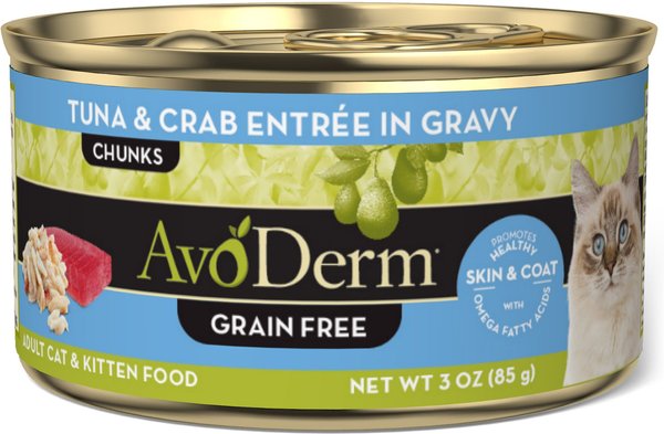 AvoDerm Natural Grain-Free Tuna & Crab Entree in Gravy Canned Cat Food, 3-oz, case of 24 slide 1 of 6