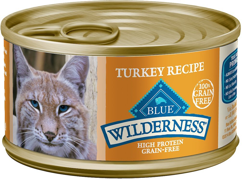 Blue Buffalo Wilderness Turkey Grain-Free Canned Cat Food, 3-oz, case of 24 - Chewy.com