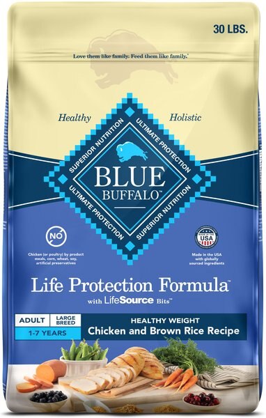 Blue Buffalo Life Protection Formula Large Breed Healthy Weight Adult Chicken & Brown Rice Recipe Dry Dog Food, 30-lb bag slide 1 of 10