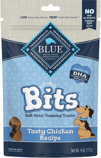 Blue Buffalo Blue Bits Tasty Chicken Recipe Soft-Moist Training Dog Treats, 4-oz bag slide 1 of 9