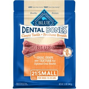 Blue Buffalo Dental Bones All Natural Rawhide-Free Small Dental Dog Treats, 21 count