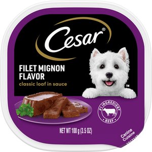 Cesar Classic Loaf in Sauce Filet Mignon Flavor Dog Food Trays, 3.5-oz, case of 24
