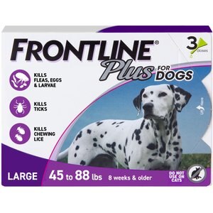 Frontline Plus Flea & Tick Spot Treatment for Large Dogs, 45-88 lbs, 3 Doses (3-mos. supply)