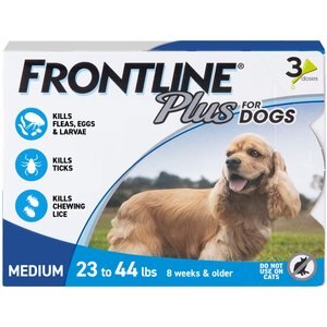 Frontline Plus Flea & Tick Spot Treatment for Medium Dogs, 23-44 lbs, 3 Doses (3-mos. supply)