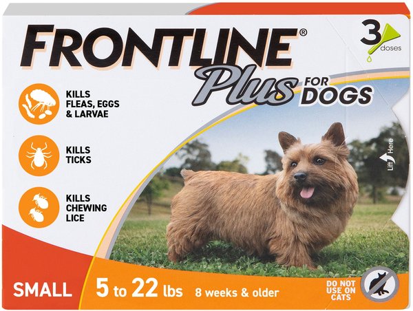 Frontline Plus Flea & Tick Spot Treatment for Small Dogs, 5-22 lbs, 3 Doses (3-mos. supply) slide 1 of 12